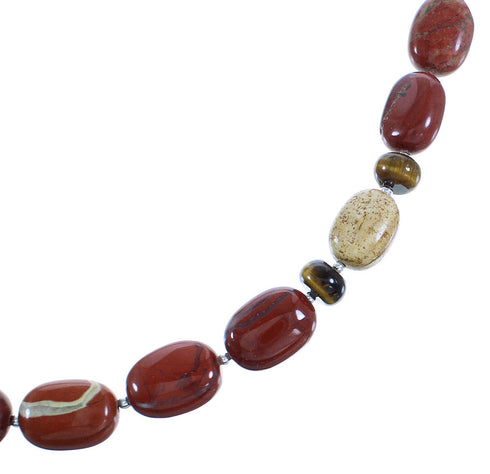 Genuine Sterling Silver Multicolor Navajo Bead Necklace AX100296